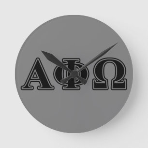 Alpha Phi Omega Black Letters Round Clock