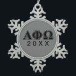 Alpha Phi Omega Black Letters Snowflake Pewter Christmas Ornament<br><div class="desc">Check out these official Alpha Phi Omega designs! Personalize your own Greek merchandise on Zazzle.com! Click the Customize button to insert your own name, class year, or club to make a unique product. Try adding text using various fonts & view a preview of your design! Zazzle's easy to customize products...</div>