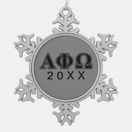 Alpha Phi Omega Black Letters Snowflake Pewter Christmas Ornament