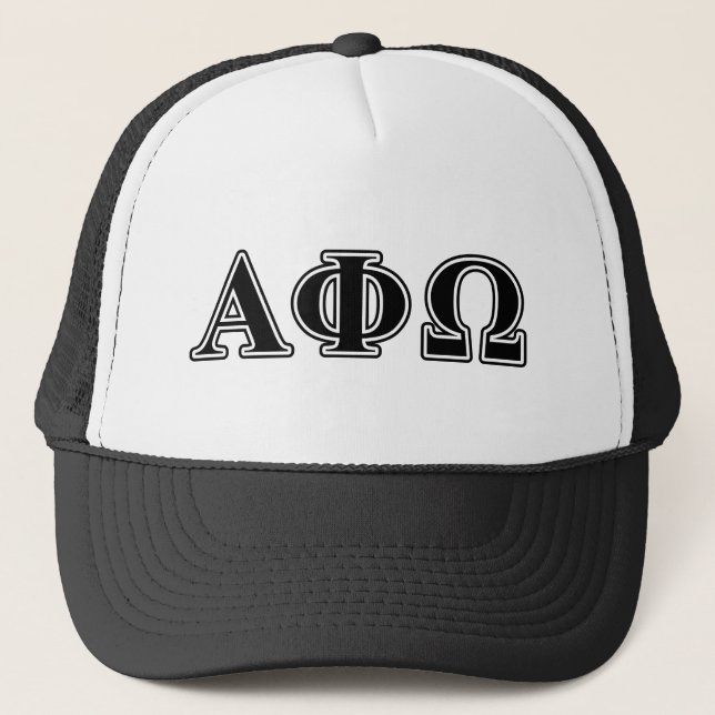Alpha Phi Omega Black Letters Trucker Hat (Front)