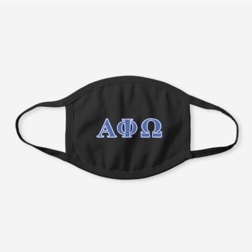 Alpha Phi Omega Blue Letters Black Cotton Face Mask