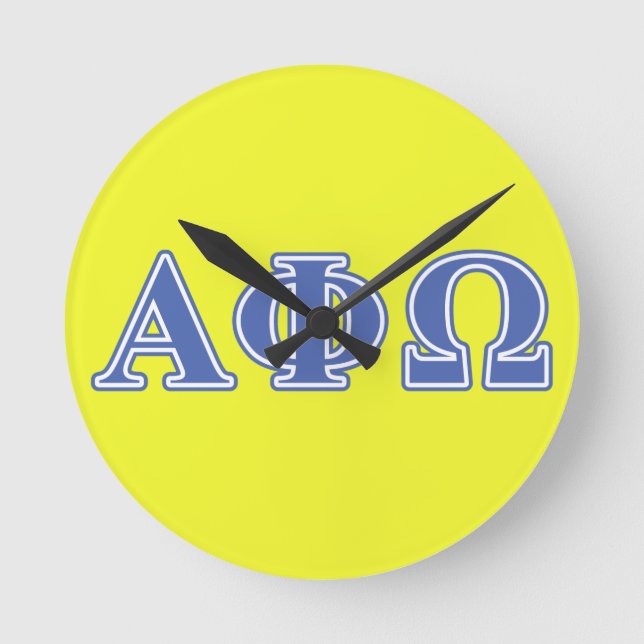 Alpha Phi Omega Blue Letters Round Clock (Front)