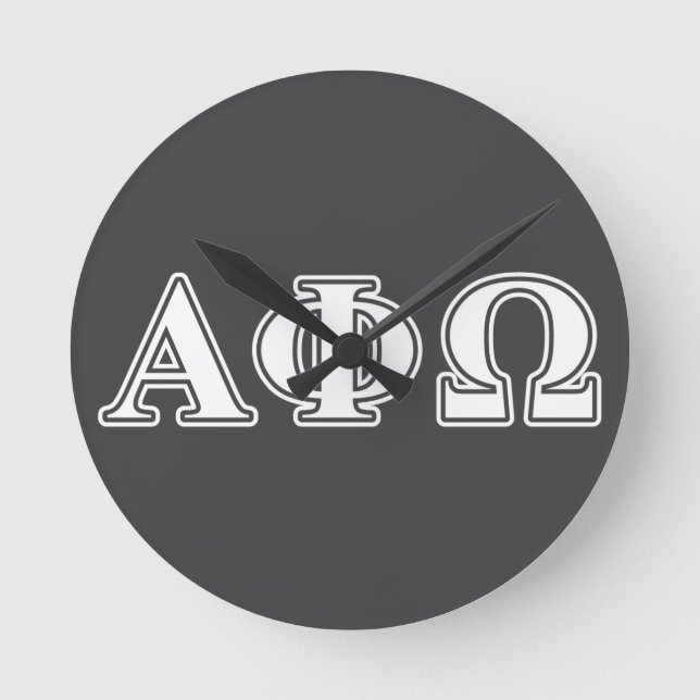 Alpha Phi Omega White and Blue Letters Round Clock (Front)