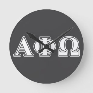 Alpha Phi Omega White and Blue Letters Round Clock