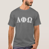 Alpha Phi Omega Screen Printed T-Shirt with Greek Letters Inside Superman  Shield, White