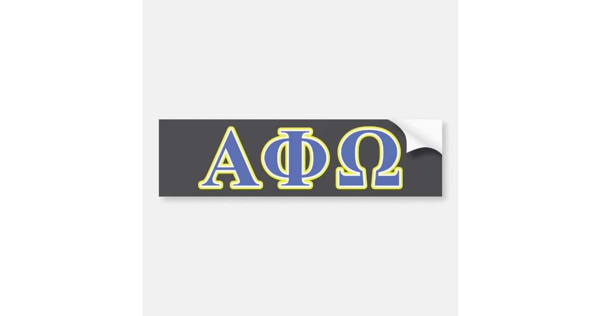 Alpha Phi Omega Yellow And Blue Letters Bumper Sticker Zazzle Com