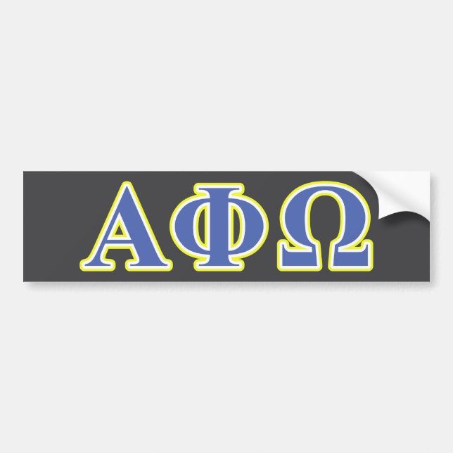 Alpha Phi Omega Yellow and Blue Letters Bumper Sticker (Front)