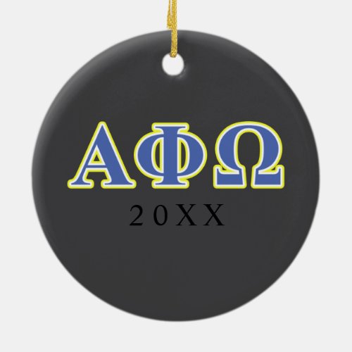 Alpha Phi Omega Yellow and Blue Letters Ceramic Ornament