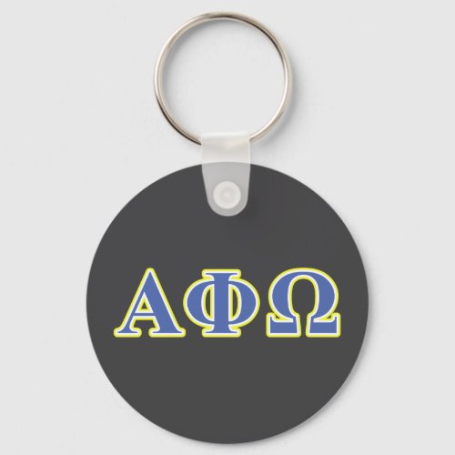 Alpha Phi Omega Yellow and Blue Letters Keychain