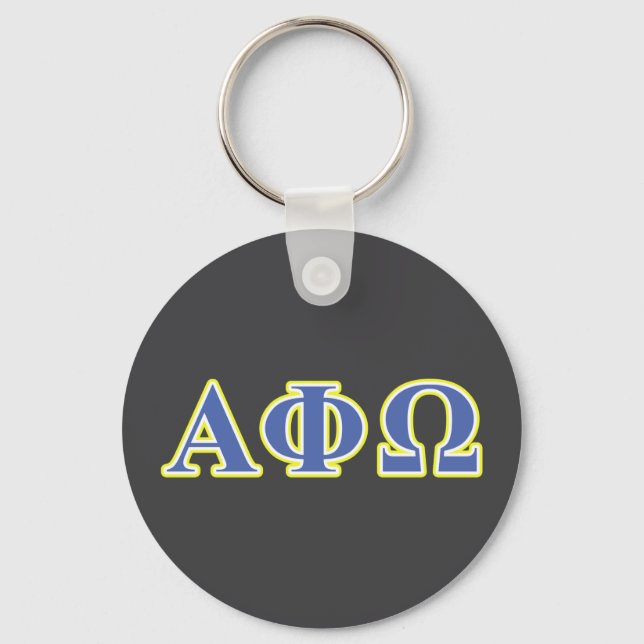 Alpha Phi Omega Yellow and Blue Letters Keychain (Front)