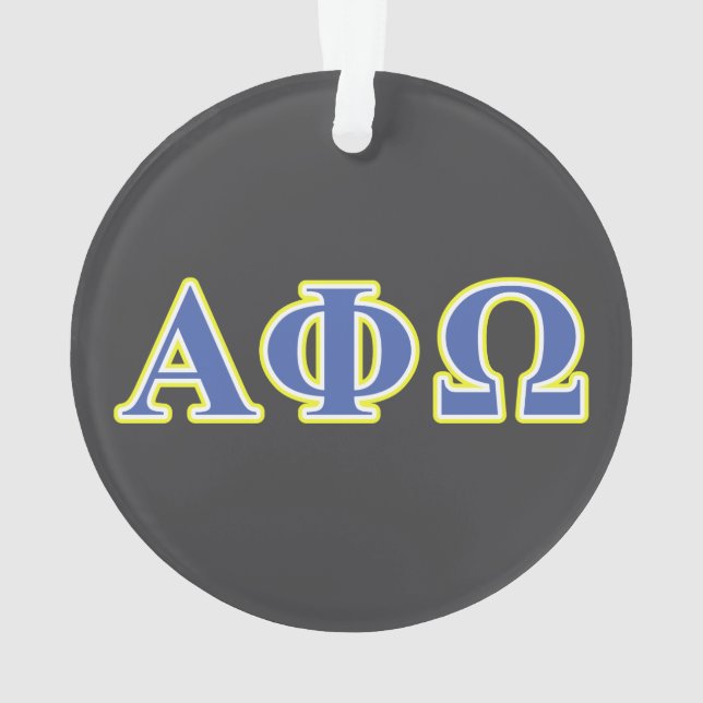 Alpha Phi Omega Yellow and Blue Letters Ornament (Back)