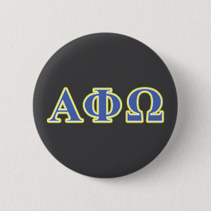 Alpha Phi Omega Yellow and Blue Letters Pinback Button