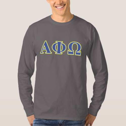 Alpha Phi Omega Yellow and Blue Letters T_Shirt