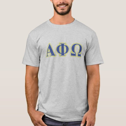 Alpha Phi Omega Yellow and Blue Letters T_Shirt