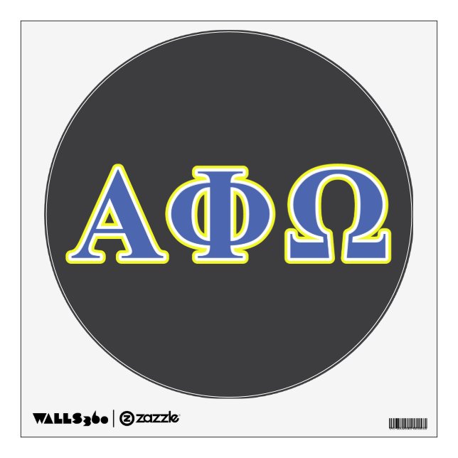 Alpha Phi Omega Yellow and Blue Letters Wall Sticker (Front)