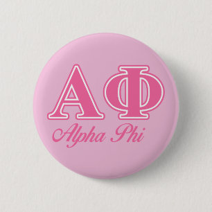 Alpha Phi Pink Letters Button