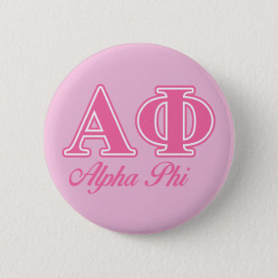 Alpha Phi Pink Letters Button