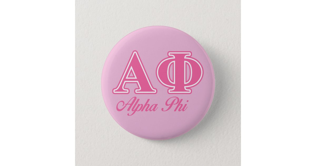 Alpha Phi Pink Letters Button | Zazzle