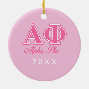 Alpha Phi Pink Letters Ceramic Ornament