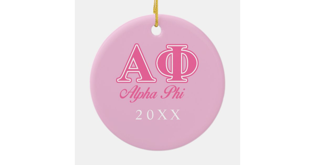Alpha Phi Pink Letters Ceramic Ornament | Zazzle