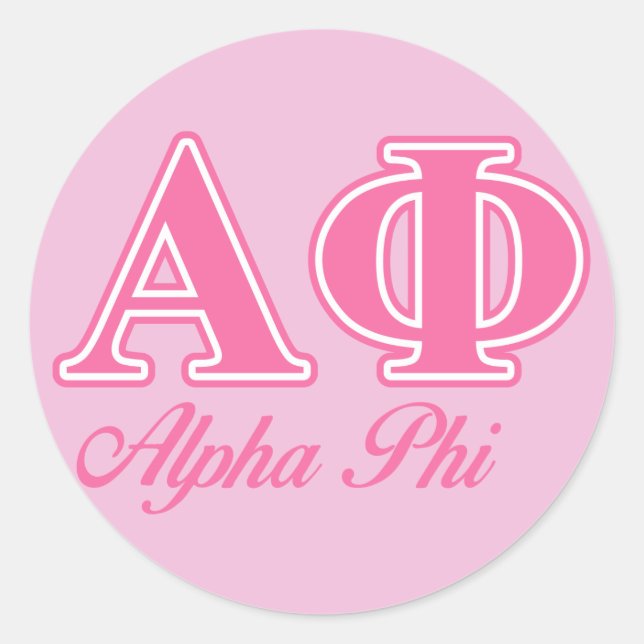 Alpha Phi Pink Letters Classic Round Sticker (Front)