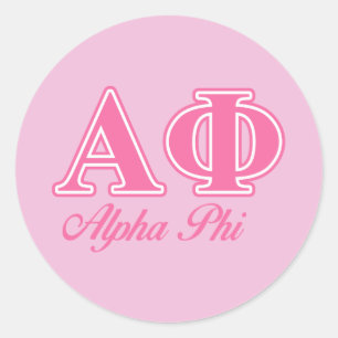 Alpha Phi Pink Letters Classic Round Sticker