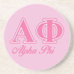 Alpha Phi Pink Letters Coaster<br><div class="desc">Check out these official Alpha Phi designs! Personalize your own Greek merchandise on Zazzle.com! Click the Customize button to insert your own name, class year, or club to make a unique product. Try adding text using various fonts & view a preview of your design! Zazzle's easy to customize products have...</div>