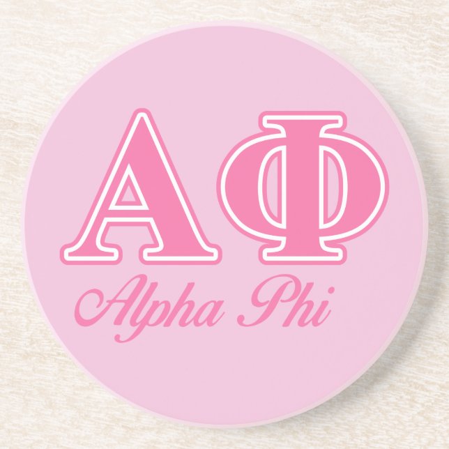 Alpha Phi Pink Letters Coaster (Front)