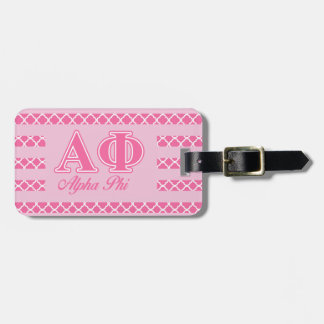 Alpha Phi Pink Letters Luggage Tag