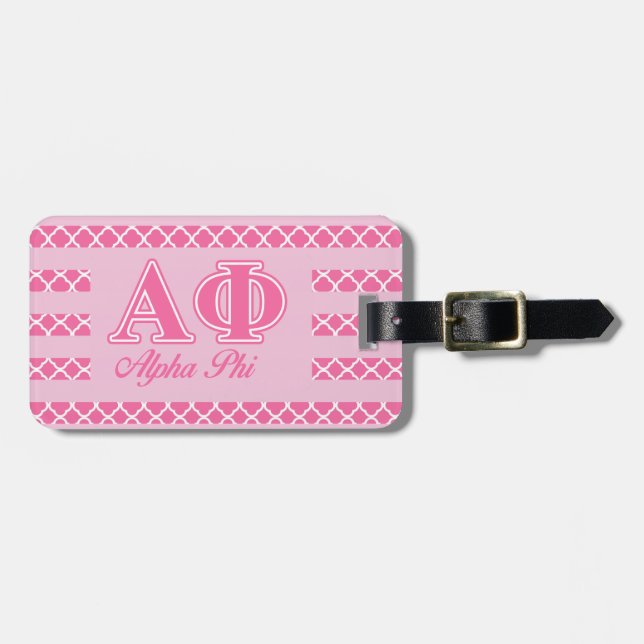 Alpha Phi Pink Letters Luggage Tag (Front Horizontal)