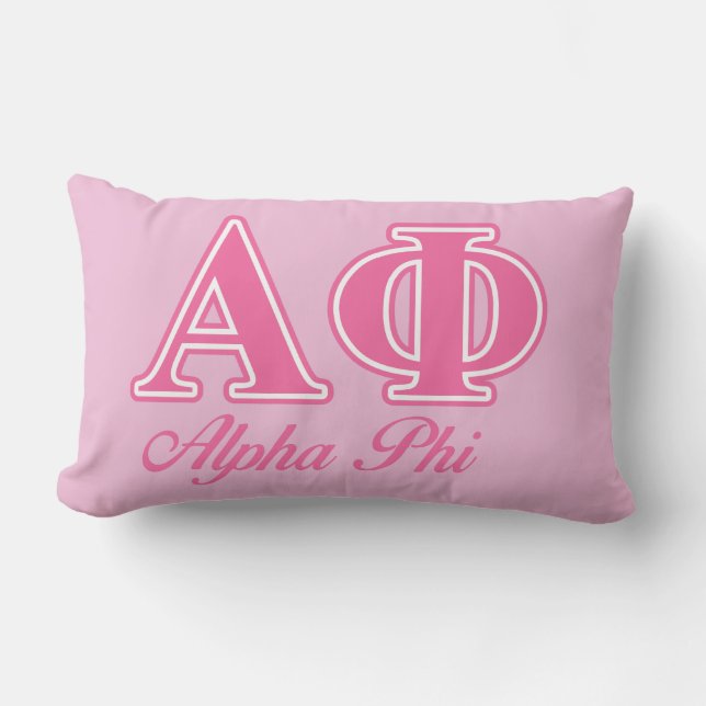 Alpha Phi Pink Letters Lumbar Pillow (Front)
