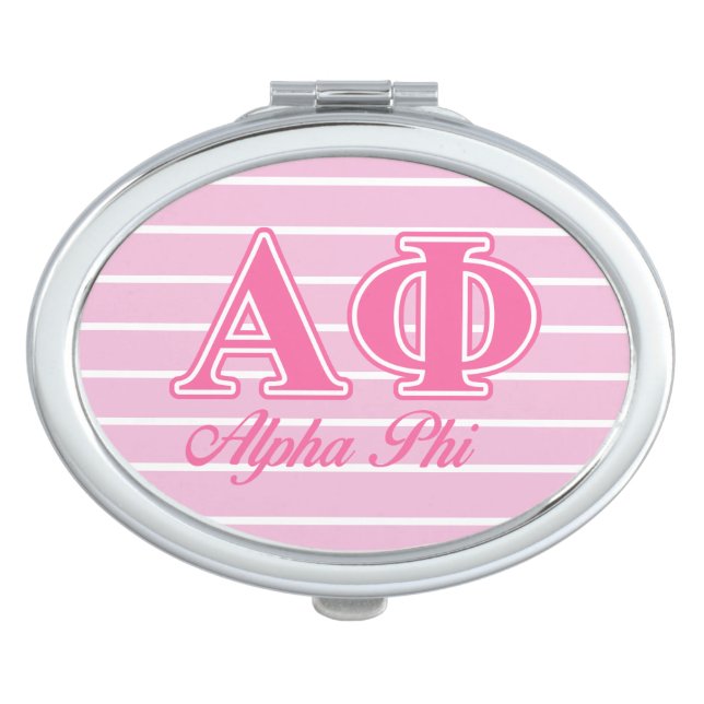 Alpha Phi Pink Letters Makeup Mirror (Front)