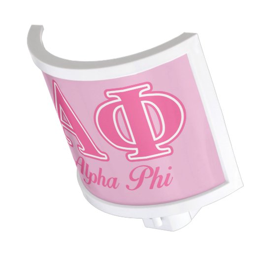 Alpha Phi Pink Letters Night Light (Angled)