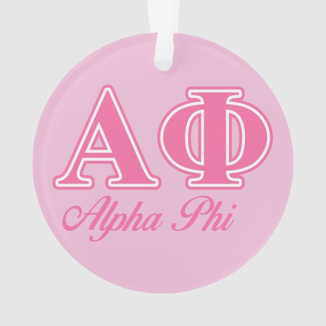 Alpha Phi Pink Letters Ornament (Back)