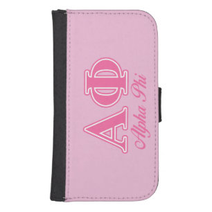 Alpha Phi Pink Letters Samsung S4 Wallet Case