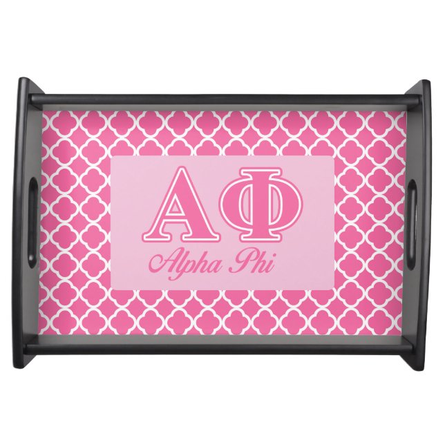 Alpha Phi Pink Letters Serving Tray (Front)