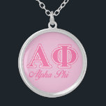Alpha Phi Pink Letters Silver Plated Necklace<br><div class="desc">Check out these official Alpha Phi designs! Personalize your own Greek merchandise on Zazzle.com! Click the Customize button to insert your own name, class year, or club to make a unique product. Try adding text using various fonts & view a preview of your design! Zazzle's easy to customize products have...</div>