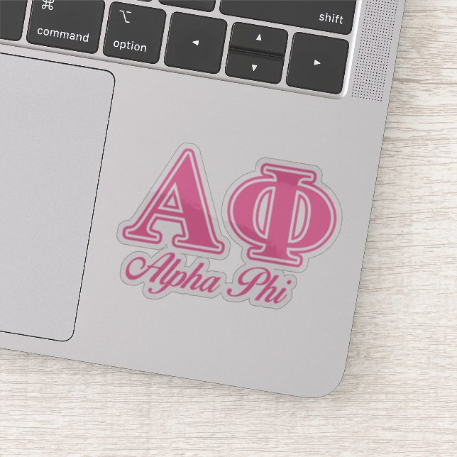 Alpha Phi Pink Letters Sticker (Detail)