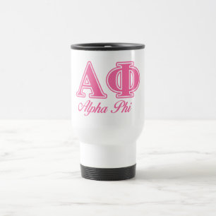 Alpha Phi Pink Letters Travel Mug