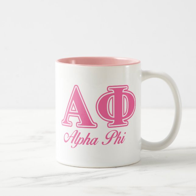 Alpha Phi Pink Letters Two-Tone Coffee Mug (Right)