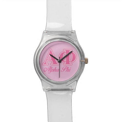 Alpha Phi Pink Letters Wrist Watch