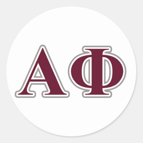 Alpha Phi Silver and Bordeaux Letters Classic Round Sticker