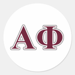 Alpha Phi Silver and Bordeaux Letters Classic Round Sticker