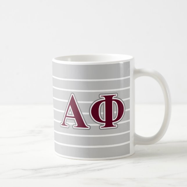 Alpha Phi Silver and Bordeaux Letters Coffee Mug (Right)