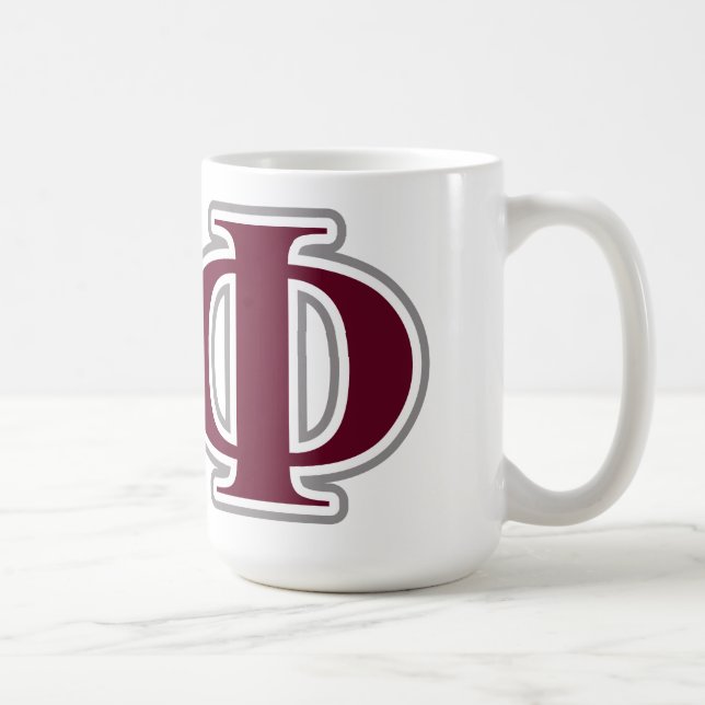 Alpha Phi Silver and Bordeaux Letters Coffee Mug (Right)