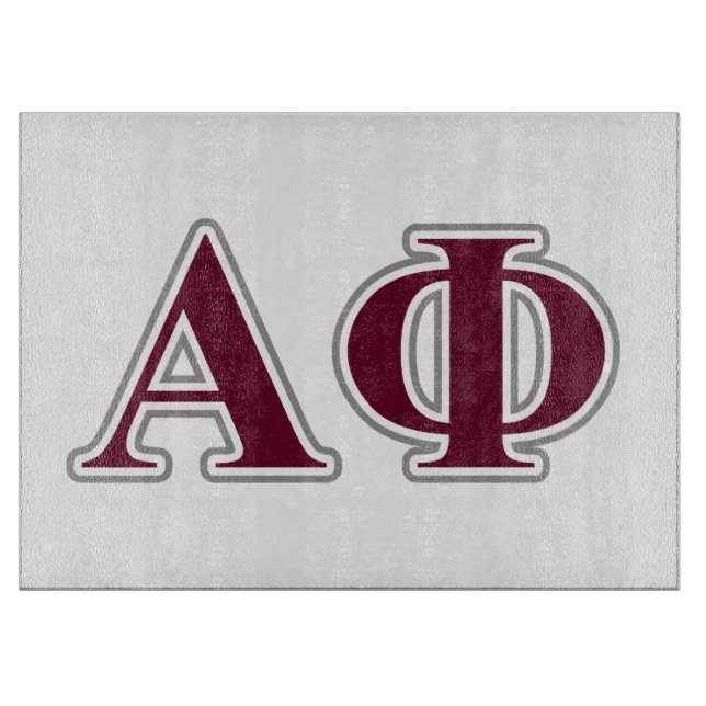 Alpha Phi Silver and Bordeaux Letters Cutting Board (Front)