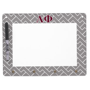 Alpha Phi Silver and Bordeaux Letters Dry Erase Board With Keychain Holder