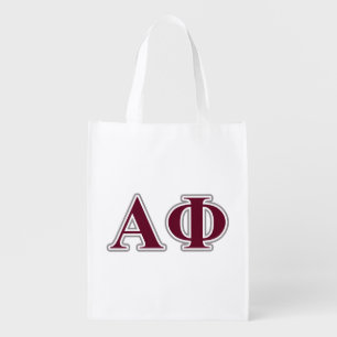 Alpha Phi Silver and Bordeaux Letters Grocery Bag