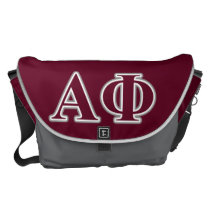 Alpha Phi Silver and Bordeaux Letters Messenger Bag