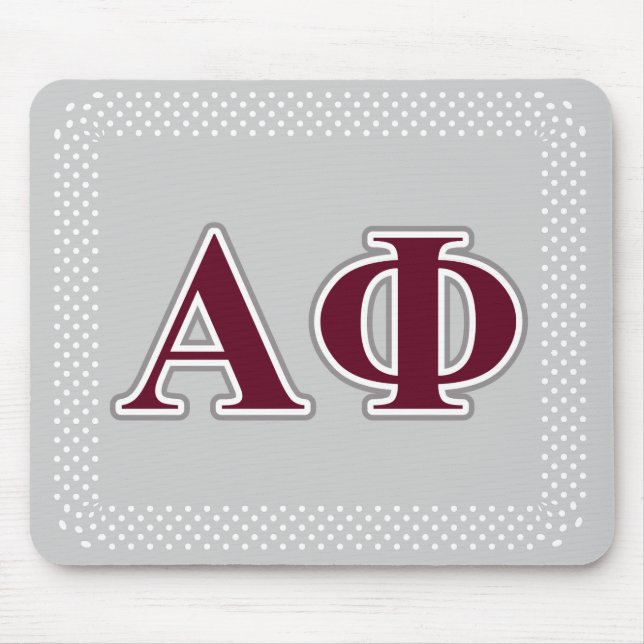 Alpha Phi Silver and Bordeaux Letters Mouse Pad (Front)
